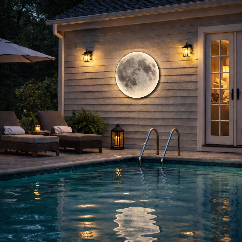 Moon Wall Light Luna, Waterproof Outdoor Moon Sconce for Patio Garden & Bathroom