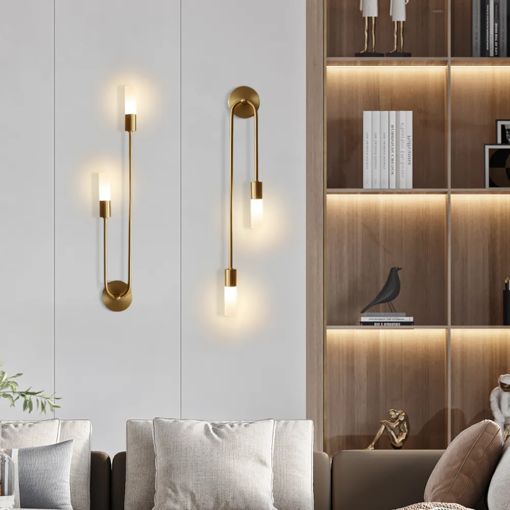 Excelis Modern U-Shaped Linear Wall Light – Gold Metal for Bedroom/Living Room