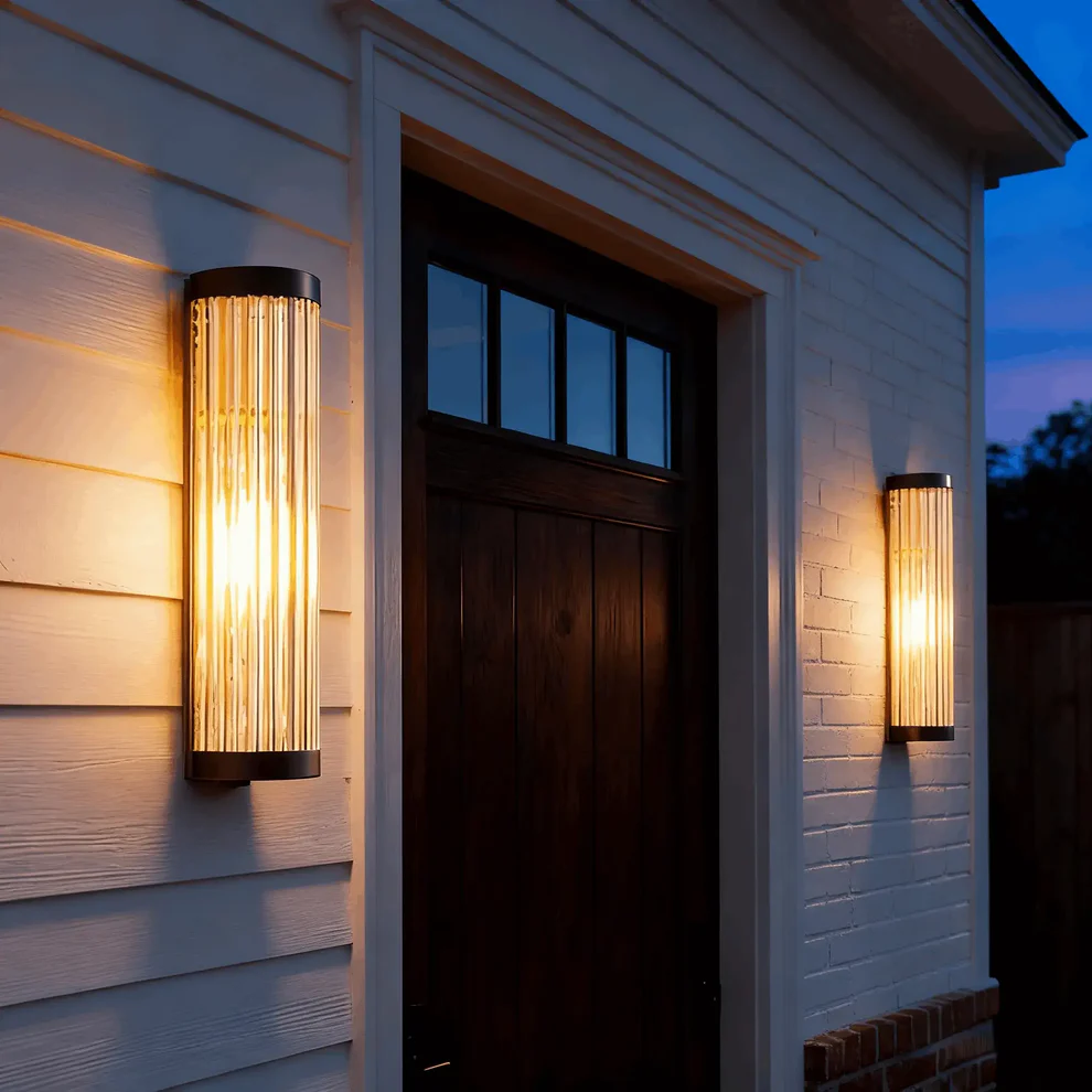 Irondale Modern Black LED Outdoor Wall Sconce – Waterproof Light for Garden/Courtyard