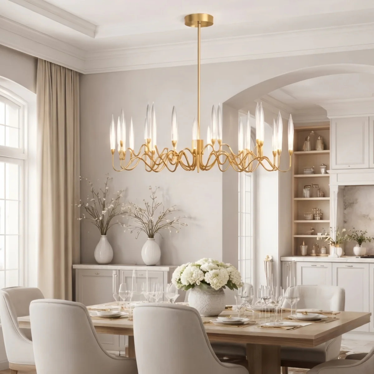 Excelis Modern Geometric Gold Chandelier – Reflective Stainless Steel Spectacle Living Room