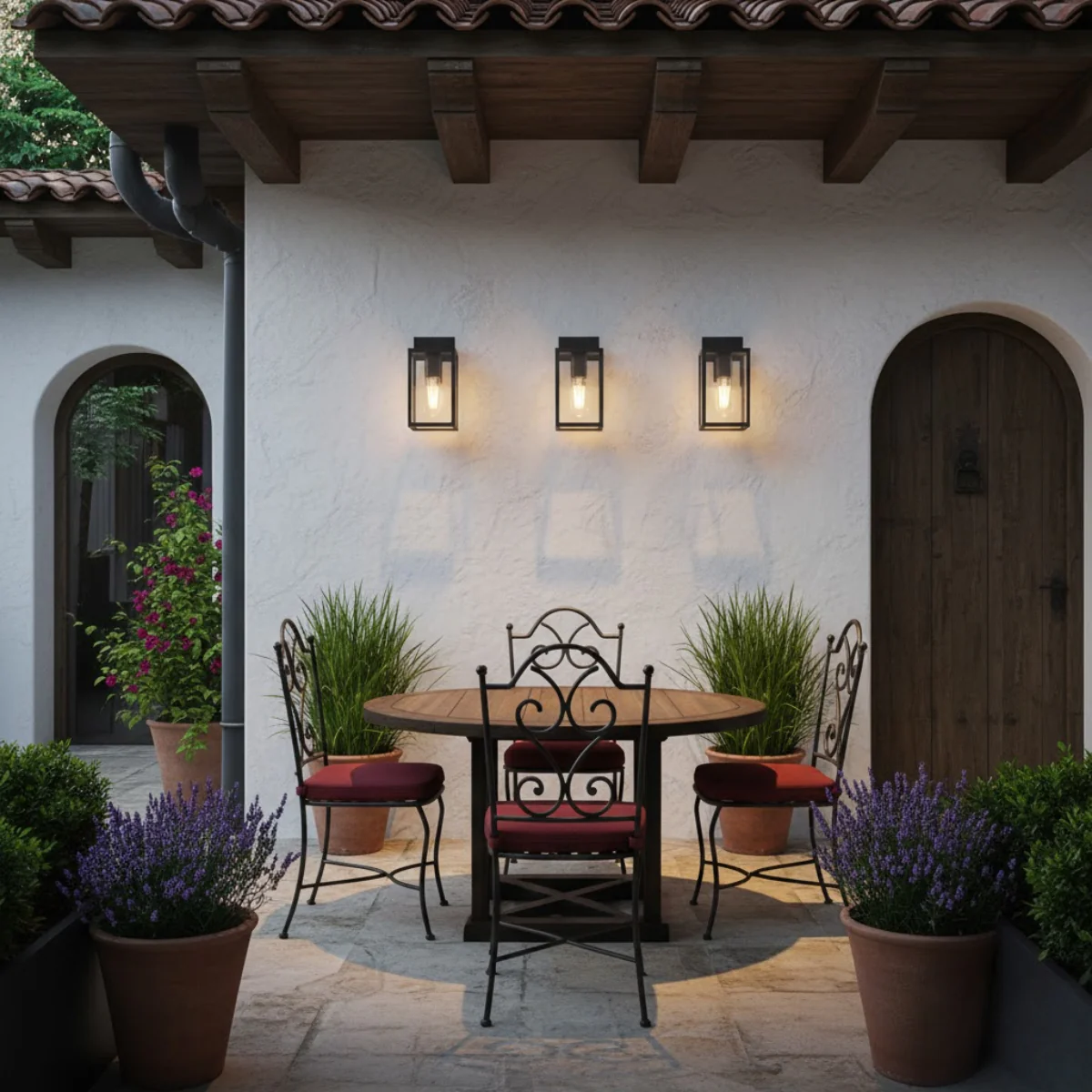 Arcato Modern Outdoor Wall Sconce – Black Stainless Steel with Clear Glass for Porch/Patio