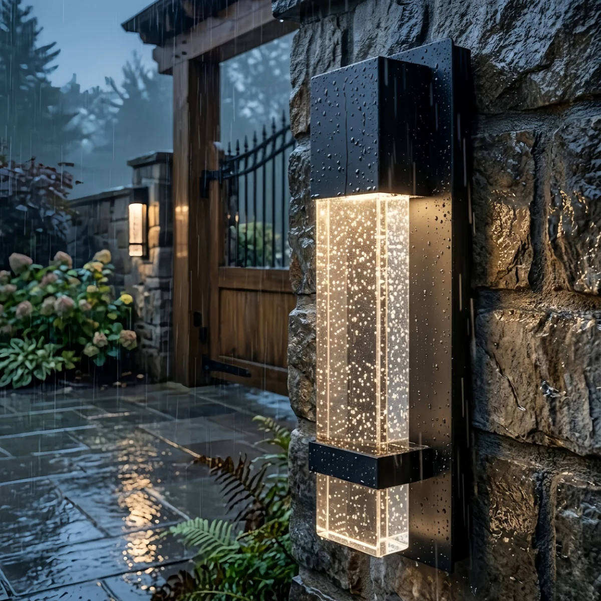 Arcato Modern Outdoor Wall Sconce – Black Stainless Steel/Glass for Patio/Entryway
