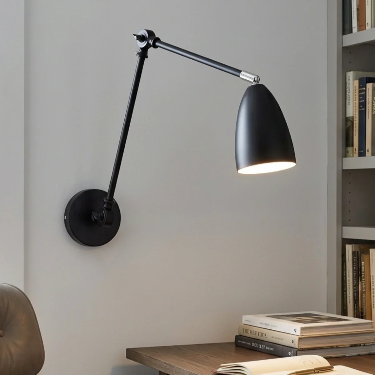 Irondale Industrial Adjustable Wall Lamp - Black/White/Nickel Metal Living Room