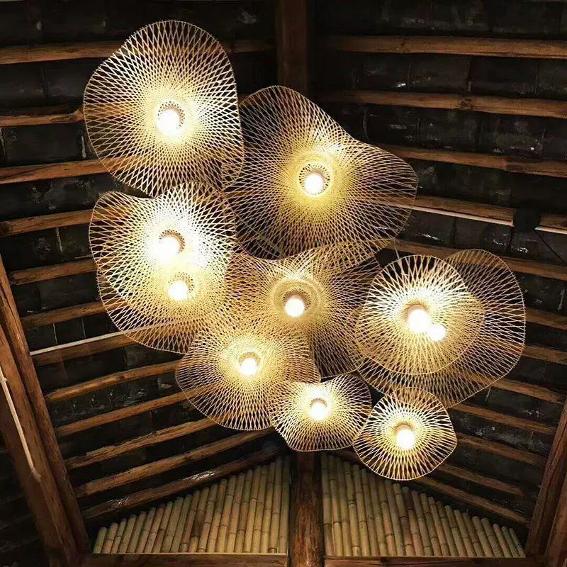Bamburo Natural Rattan Pendant Light – Handwoven Bamboo Elegance for Dining Room