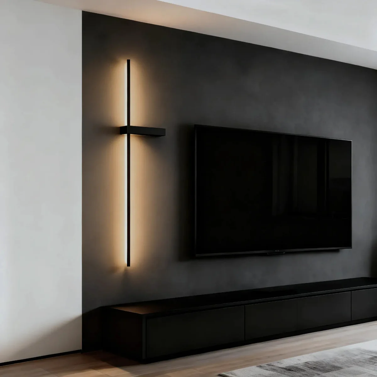 Arcato Minimalist Linear LED Wall Lamp – Black/White/ Red for Living Room