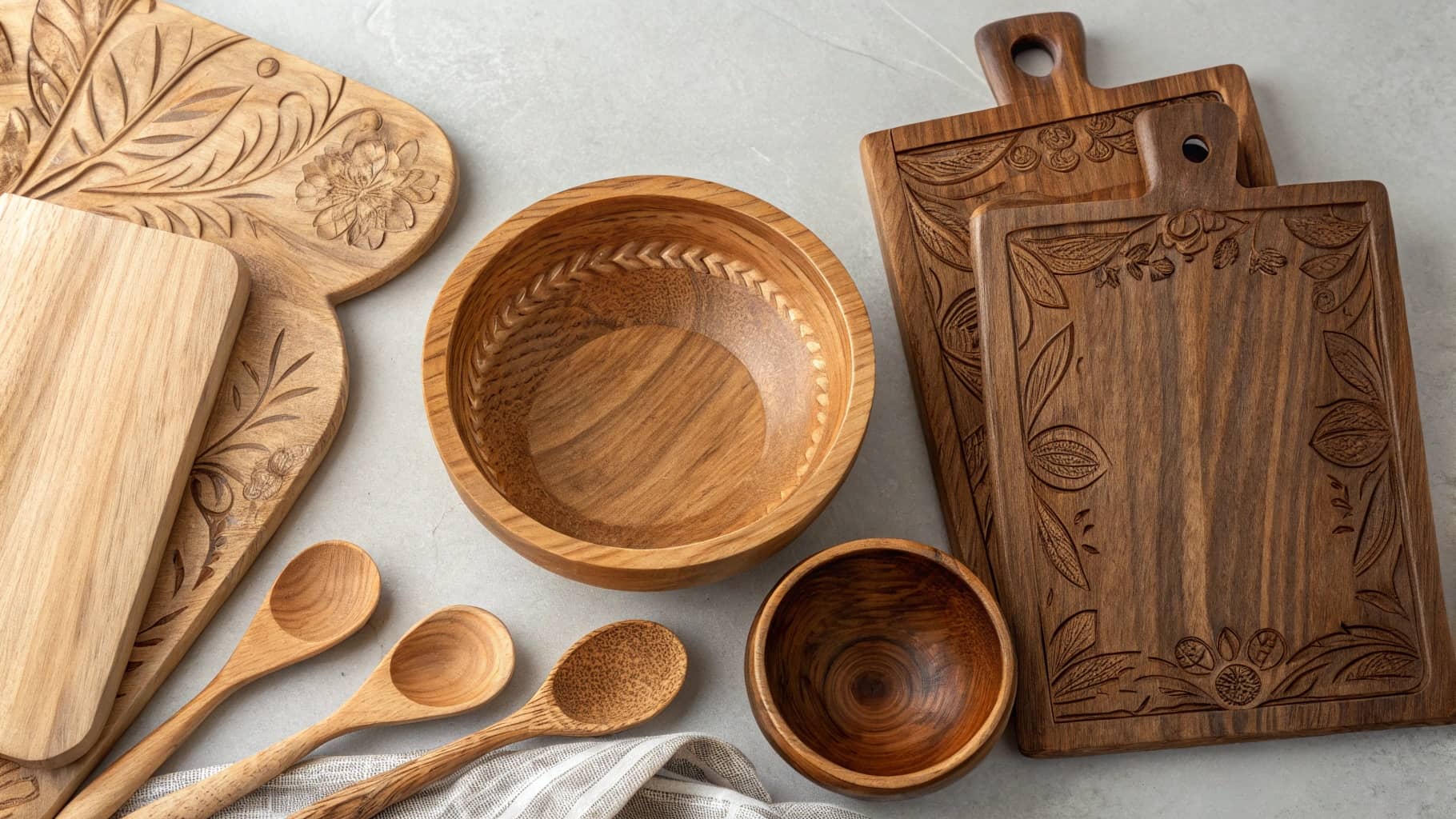6.Hand-Carved Wooden Kitchenware