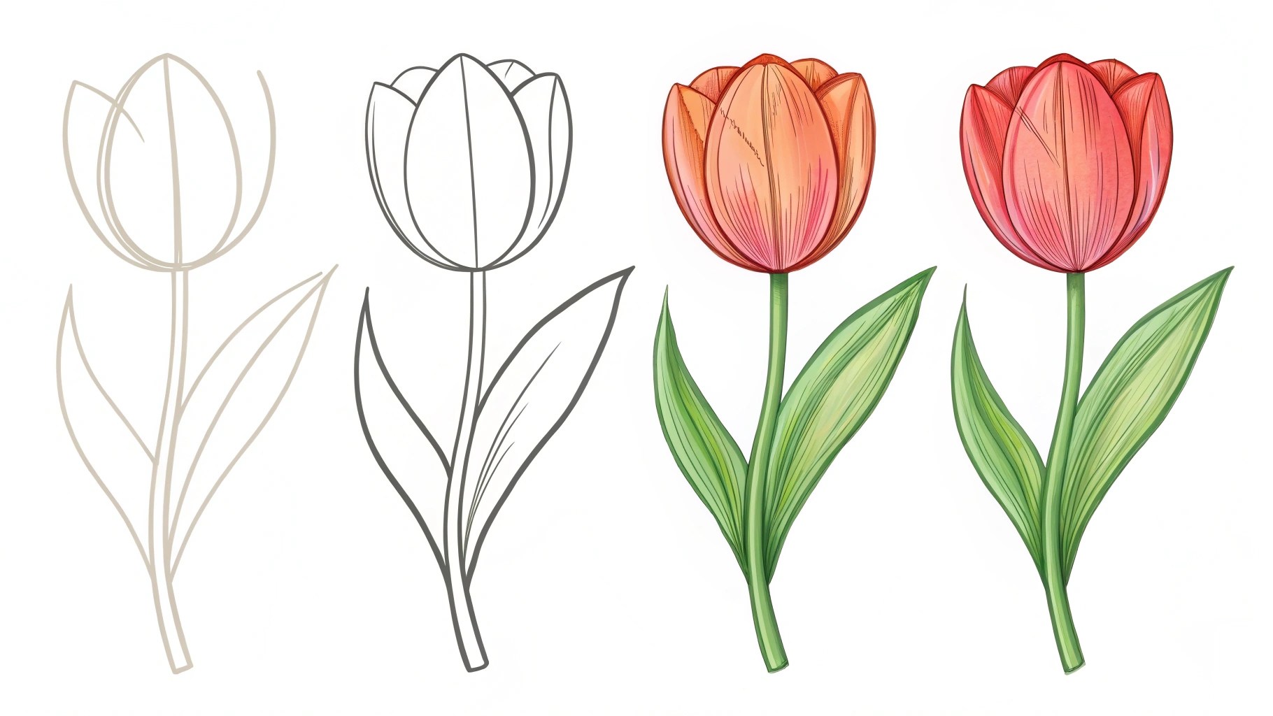 Easy Tulip Drawing for Beginners