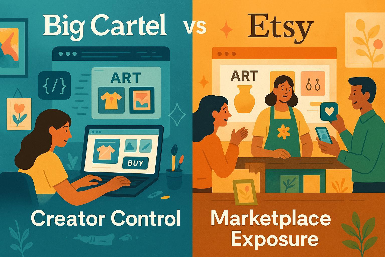 Big Cartel vs Etsy Comparison: Customizable Artist Webstore vs Busy Online Marketplace