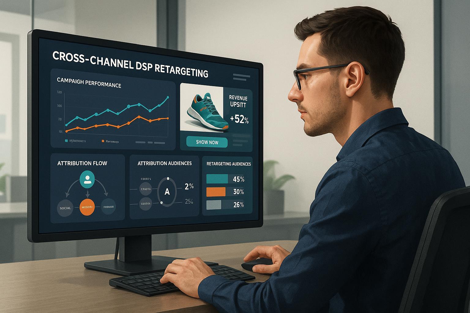E-commerce marketer leveraging DSP retargeting and advanced analytics to maximize ROI.