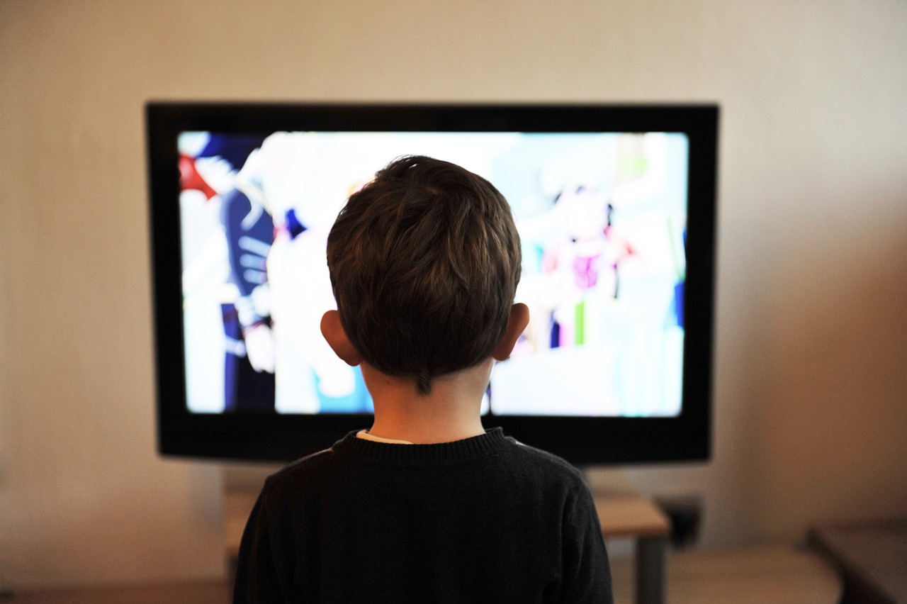 Boy watching a television show