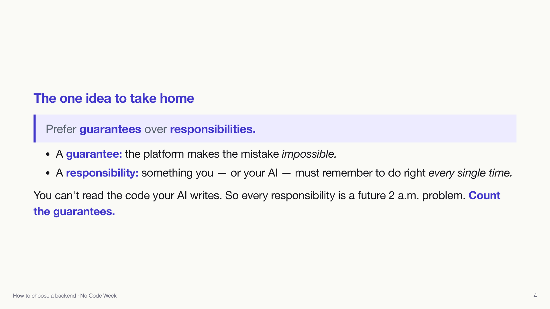 Guarantees over responsibilities