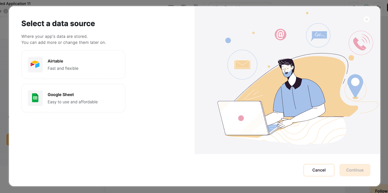 Softr natively integrates with two data sources: Airtable and Google Sheets.