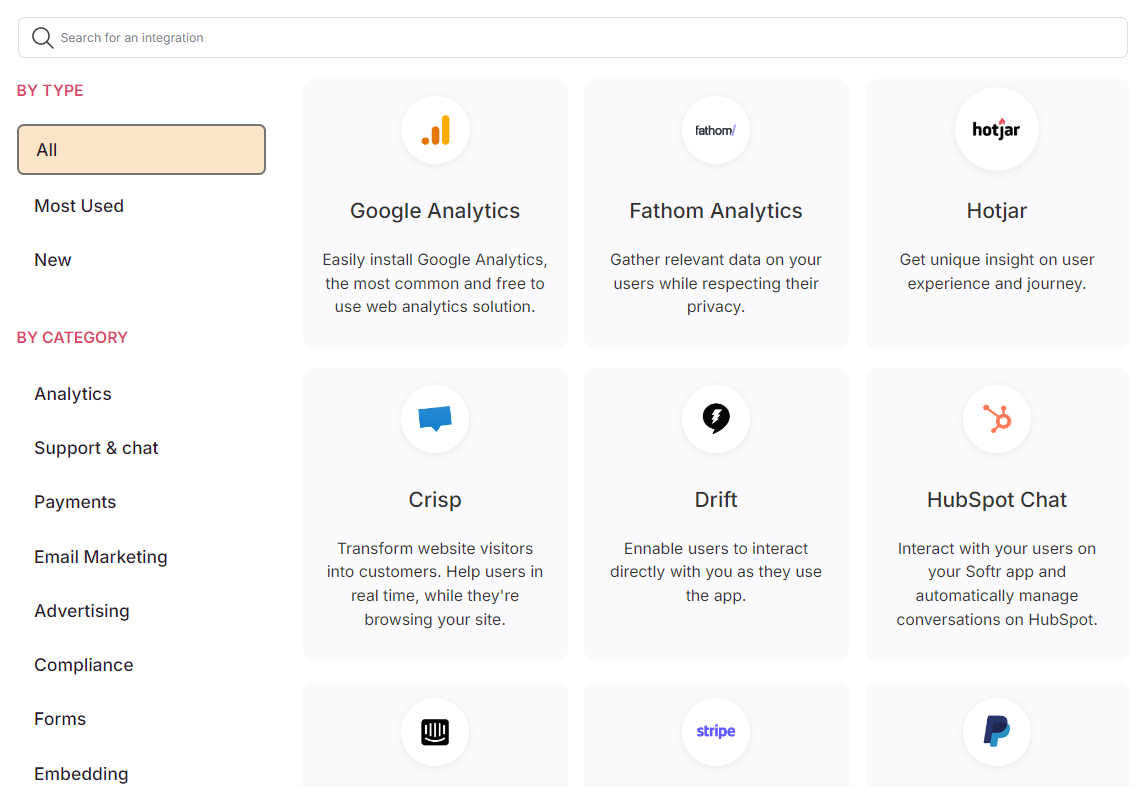 Softr enables advanced automation via integration with other solutions.