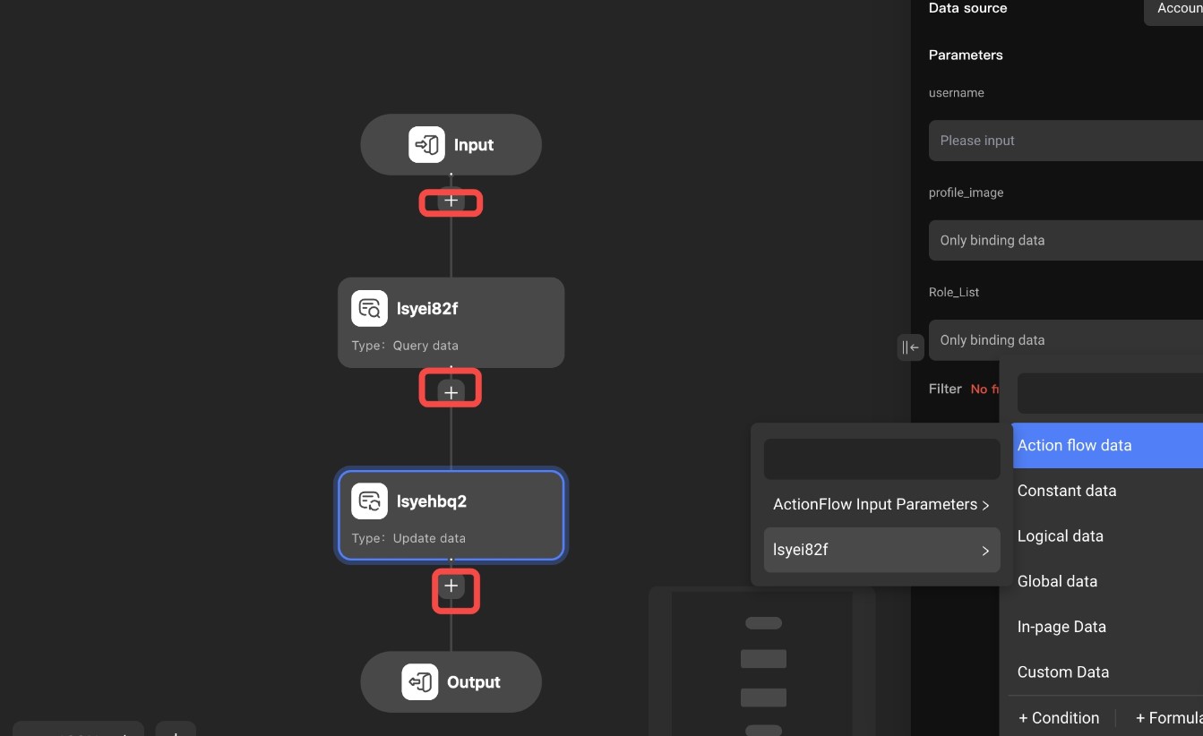 Momen allows you to build complex backend workflows for your app using the ActionFlows feature.