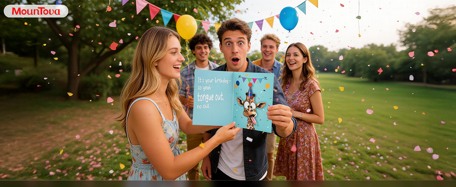 What makes Mountova Musical Shaking Giraffe Birthday Card so fun for all ages