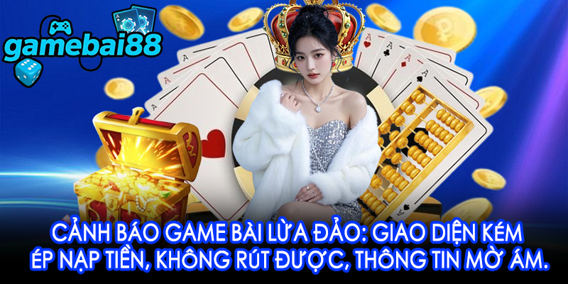 Cảnh báo game bài lừa đảo: giao diện kém, ép nạp tiền, không rút được, thông tin mờ ám.