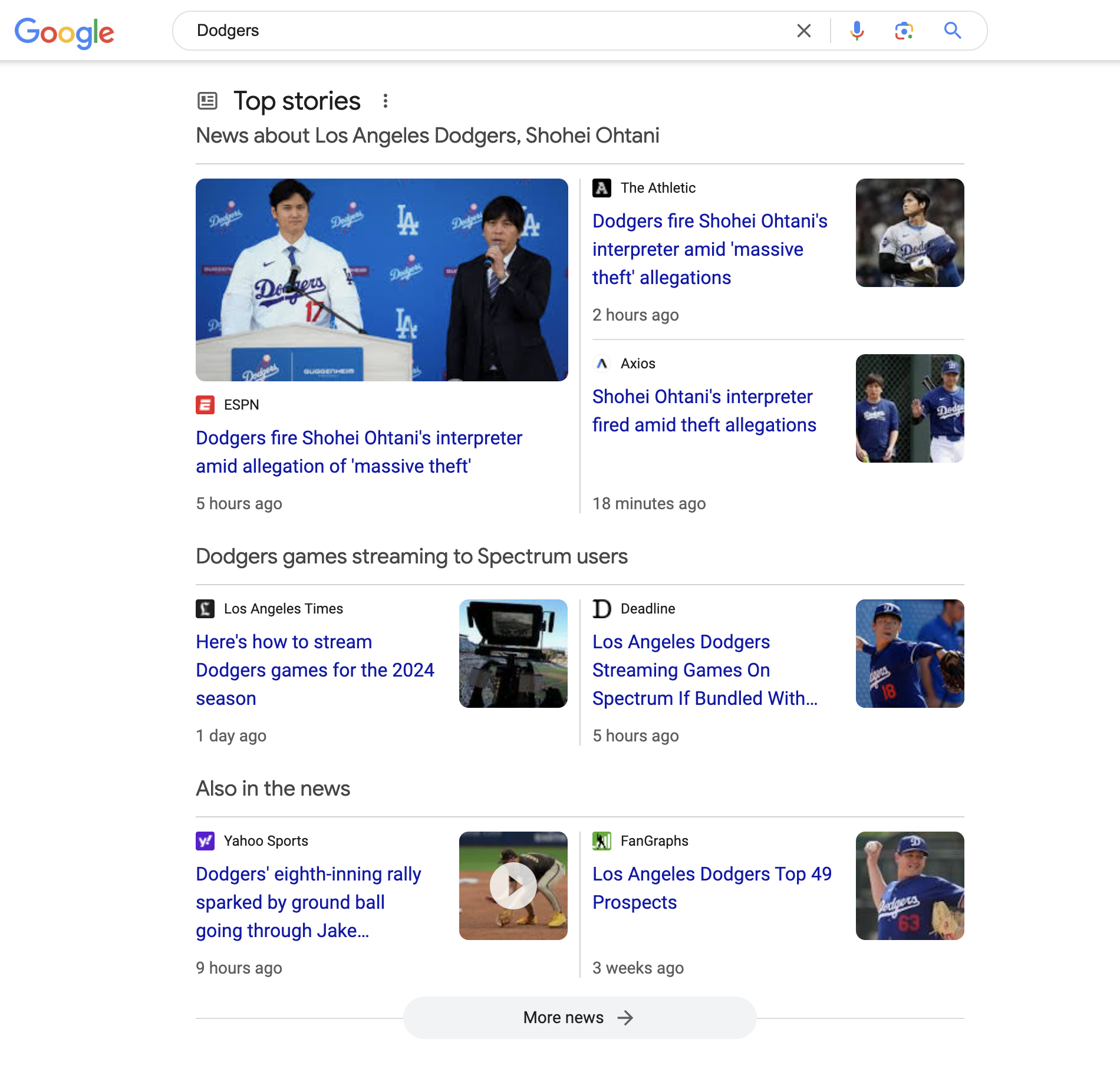 Dodgers SERP screen shot
