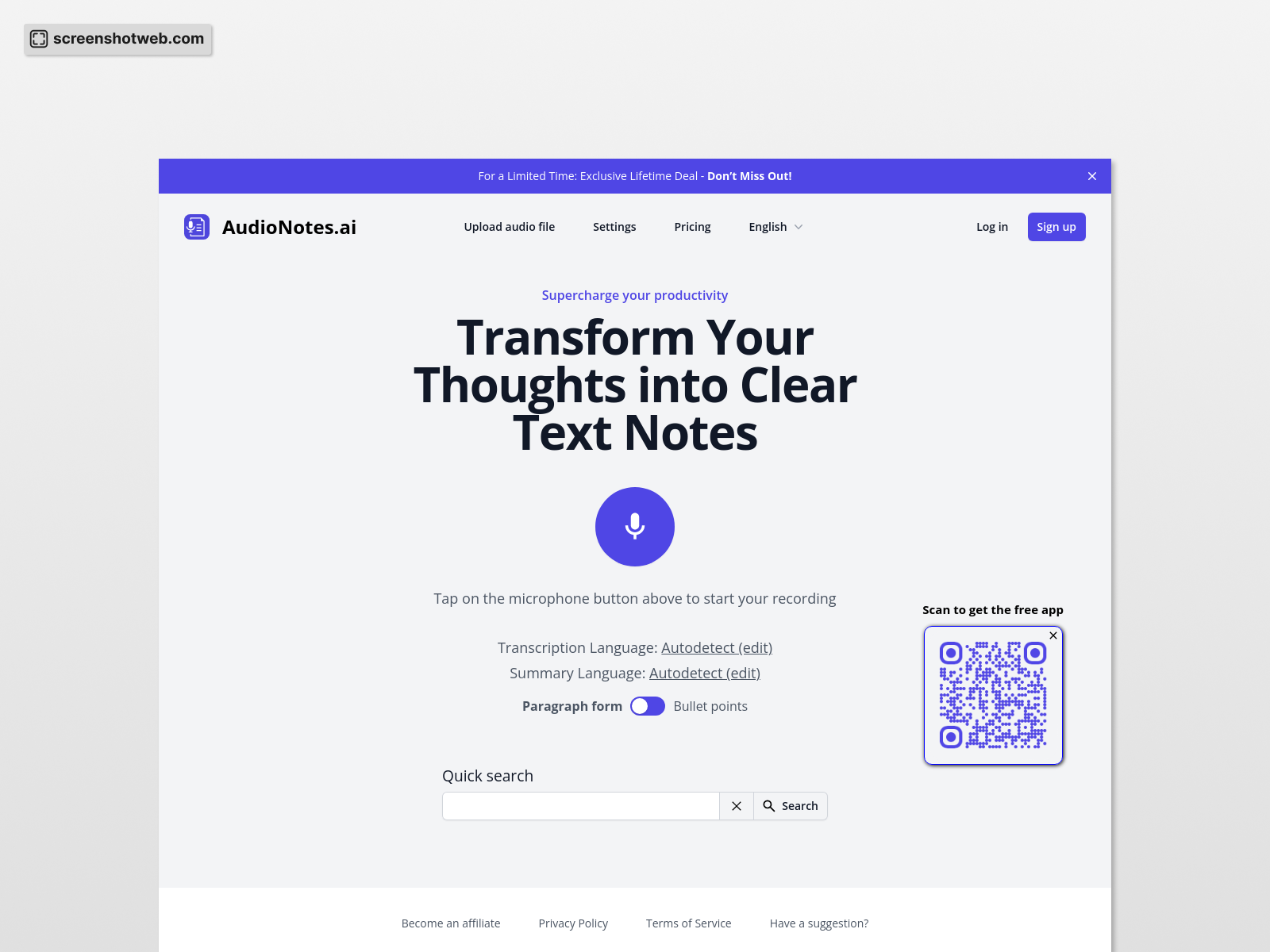 AudioNotes Home Page