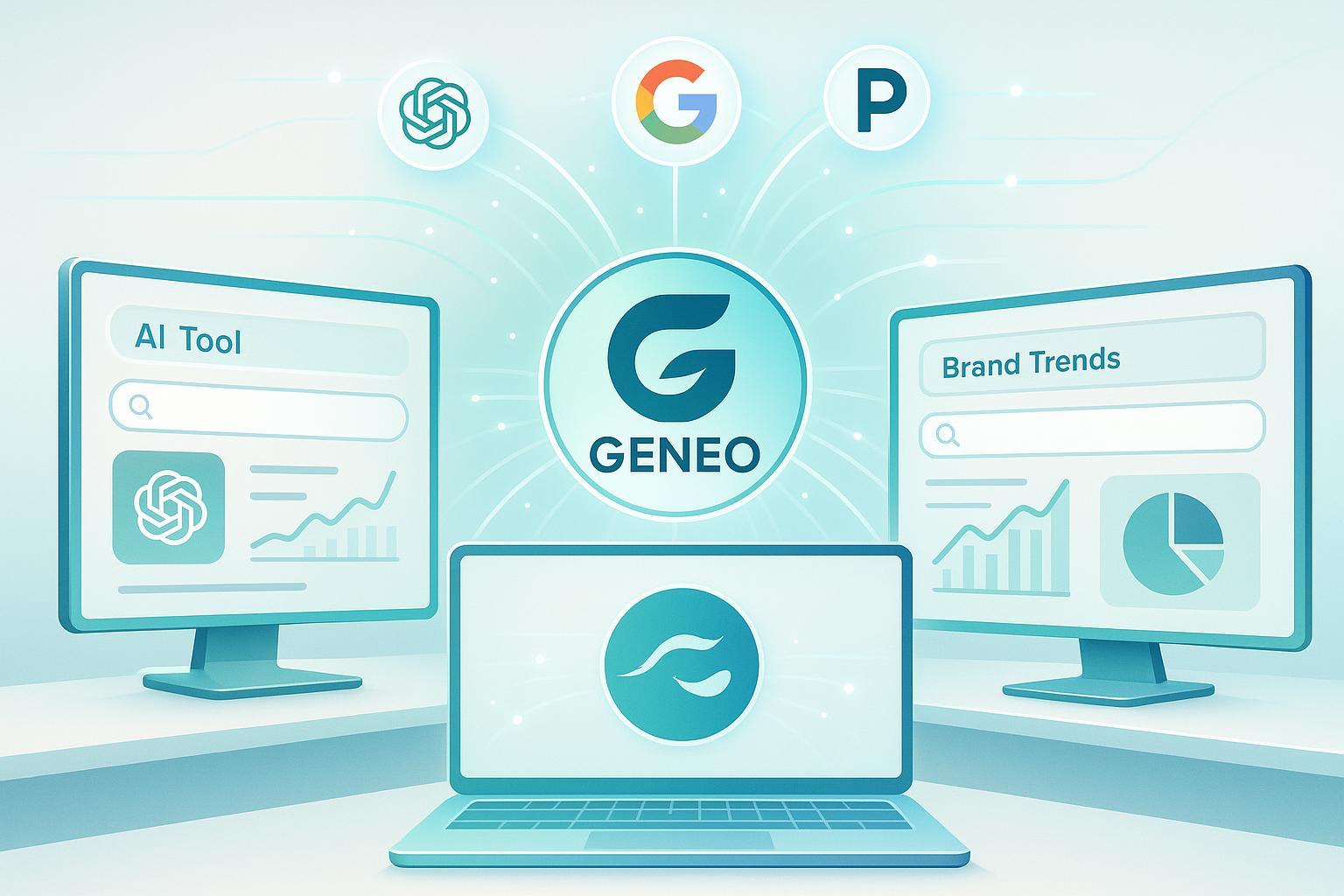 AI总览追踪工具榜单封面图，突出Geneo品牌和多平台监控界面