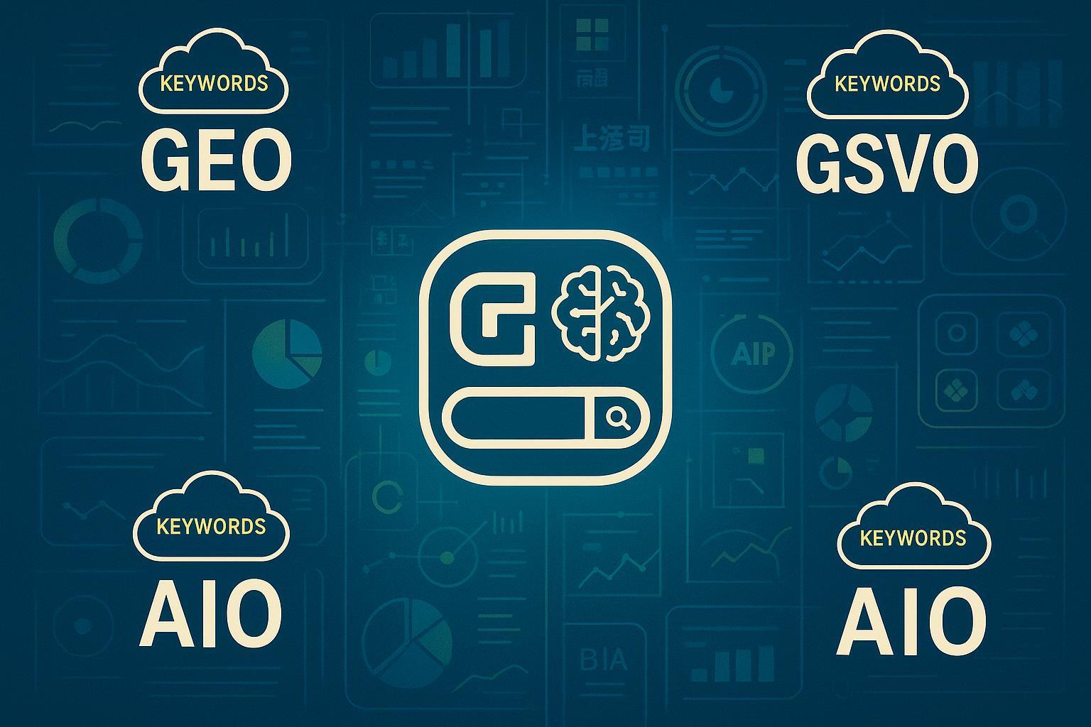 新SEO缩写GEO、GSVO、GSO、AIO、LLMO与AI搜索品牌优化视觉封面