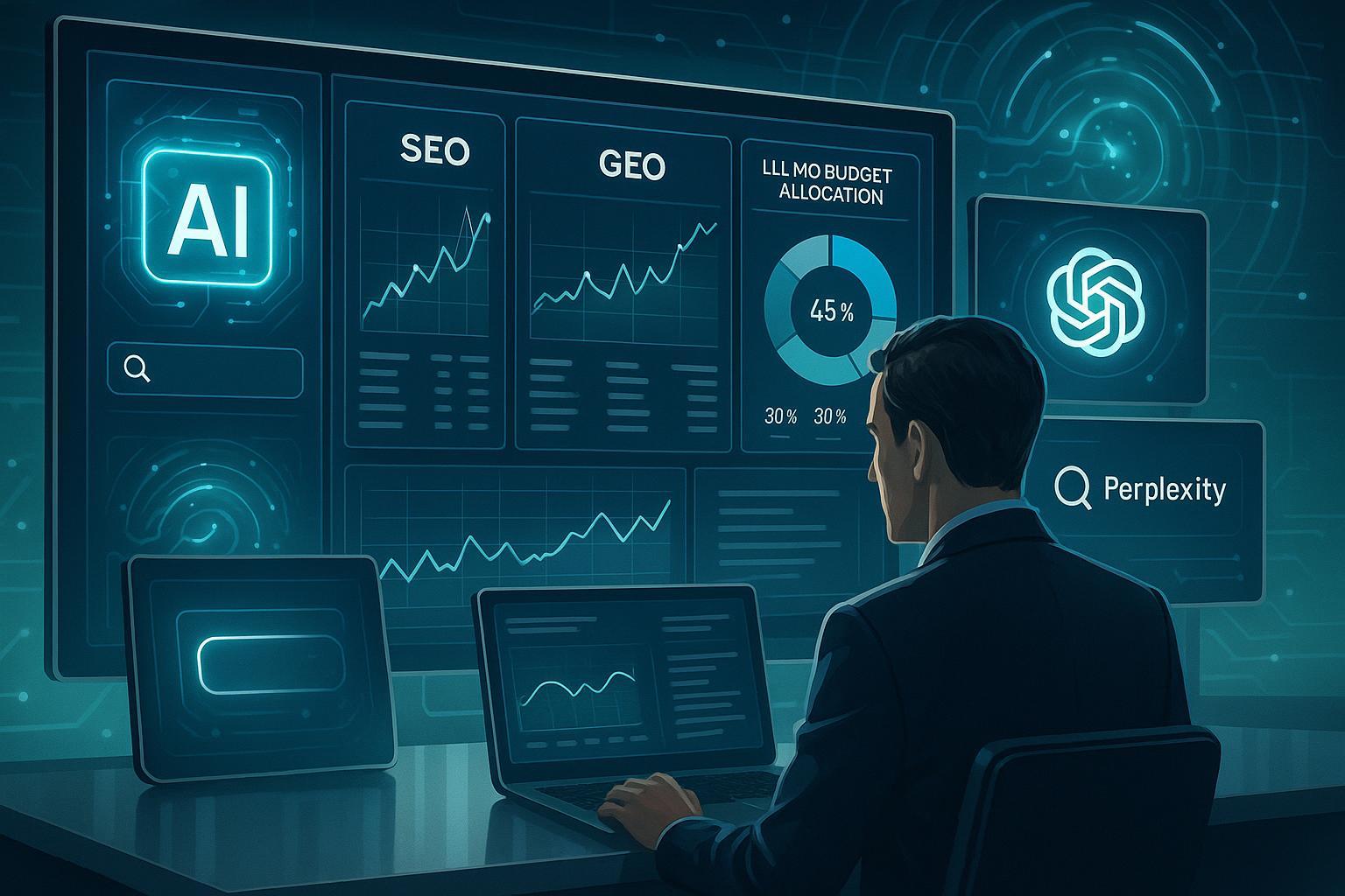 AI搜索驱动内容营销预算分配（SEO、GEO、LLMO）趋势与实战场景可视化封面