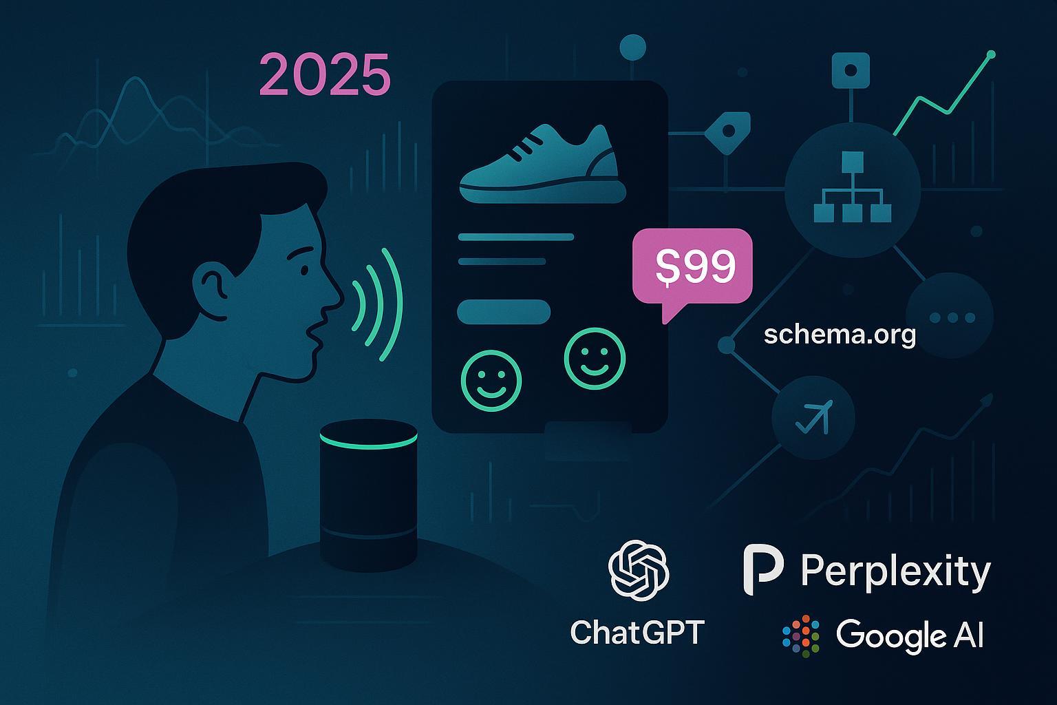 2025年AI搜索与语音电商：从AI答案到语音结账的闭环图示