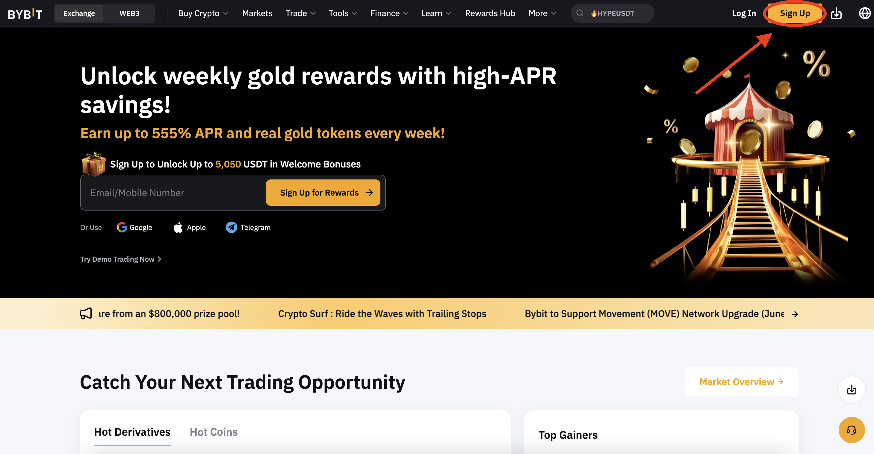 Official website of bybit crypto exchange