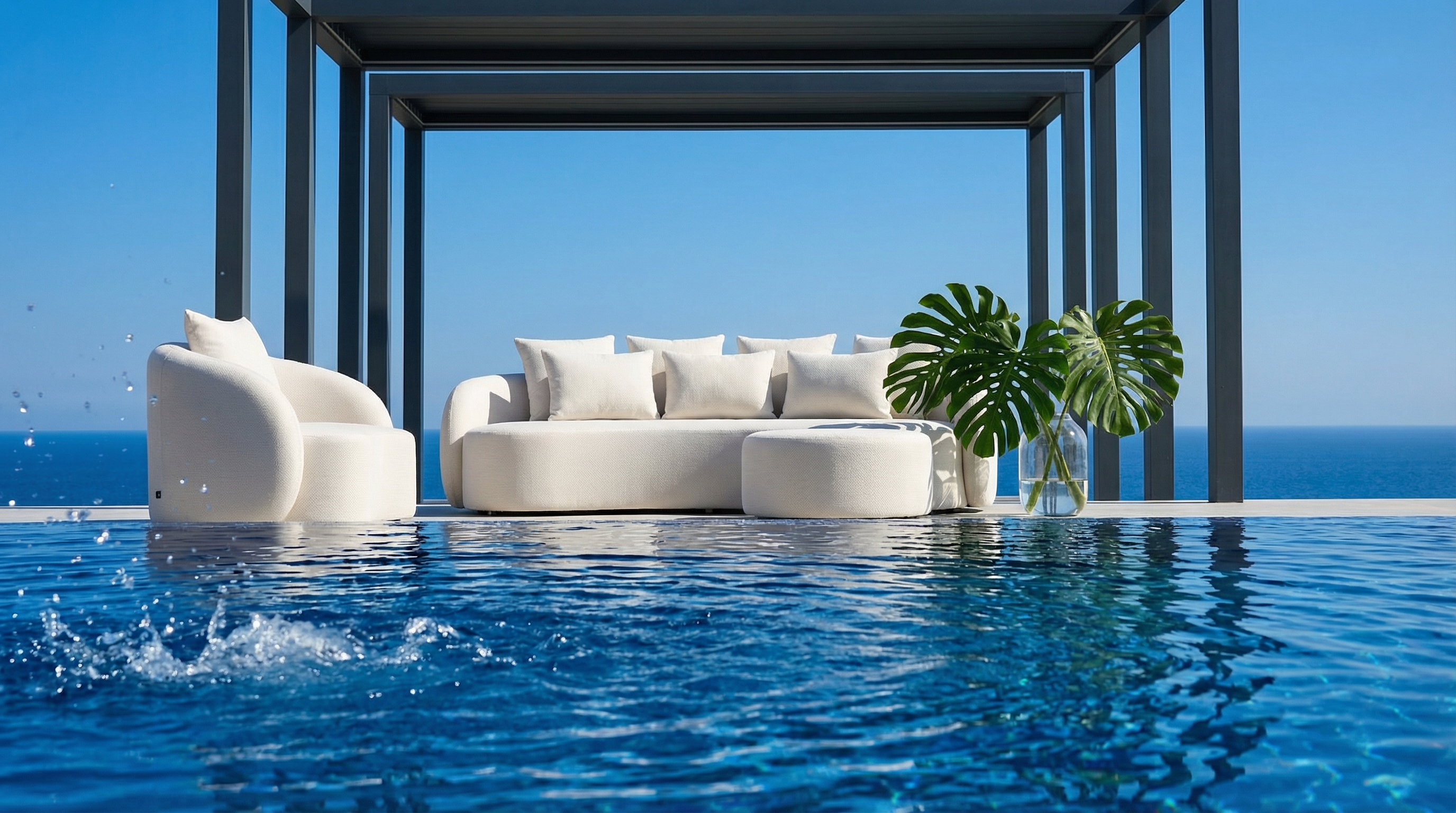Santorini Garten Loungesofa Set (4-Sitzer)