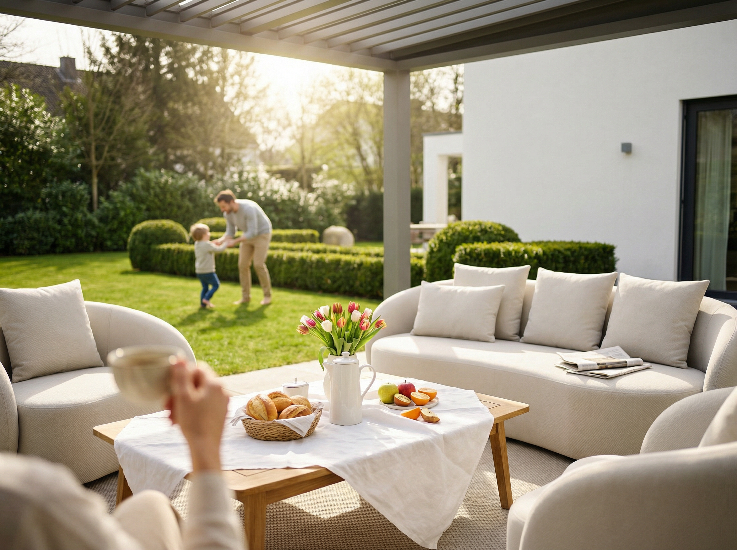 Santorini Garten Loungesofa Set (4-Sitzer)