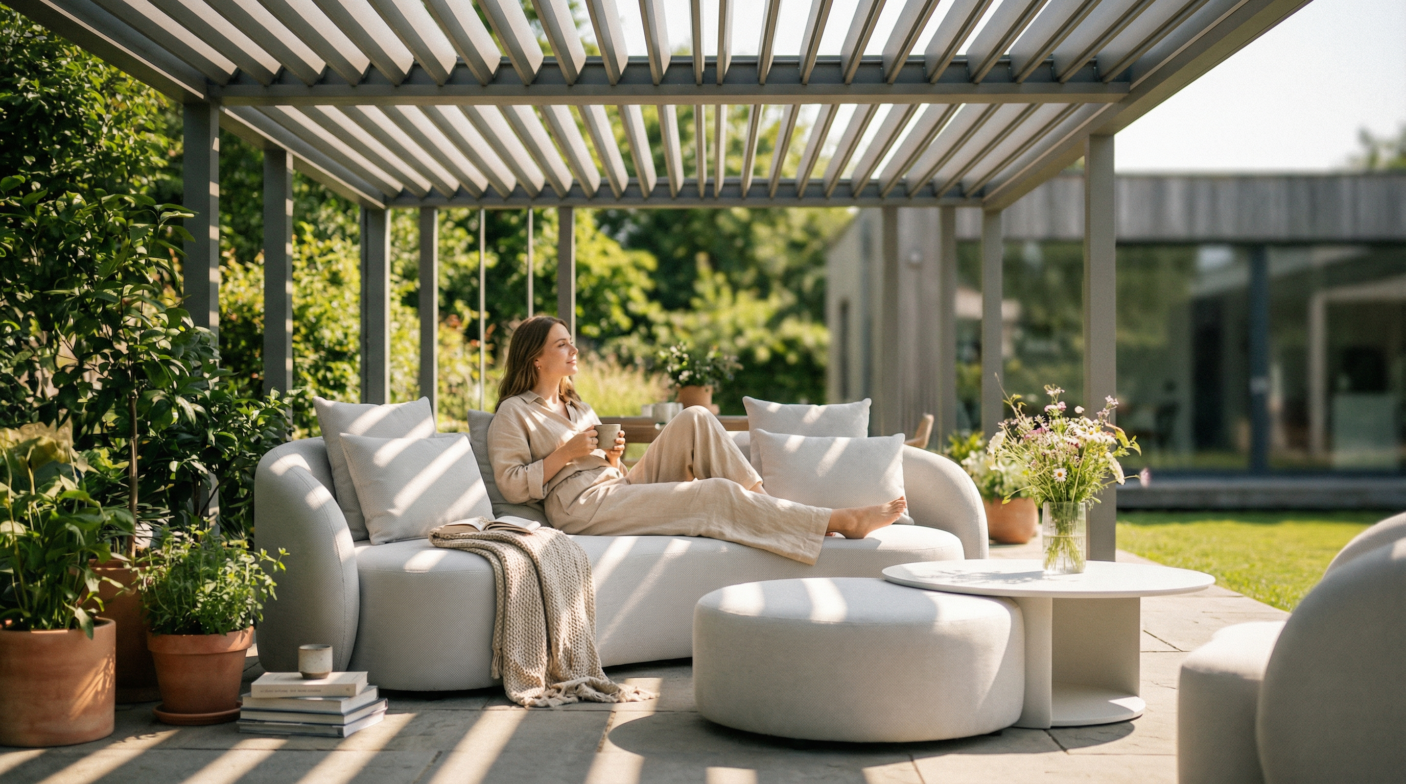 Santorini Garten Loungesofa Set (4-Sitzer)