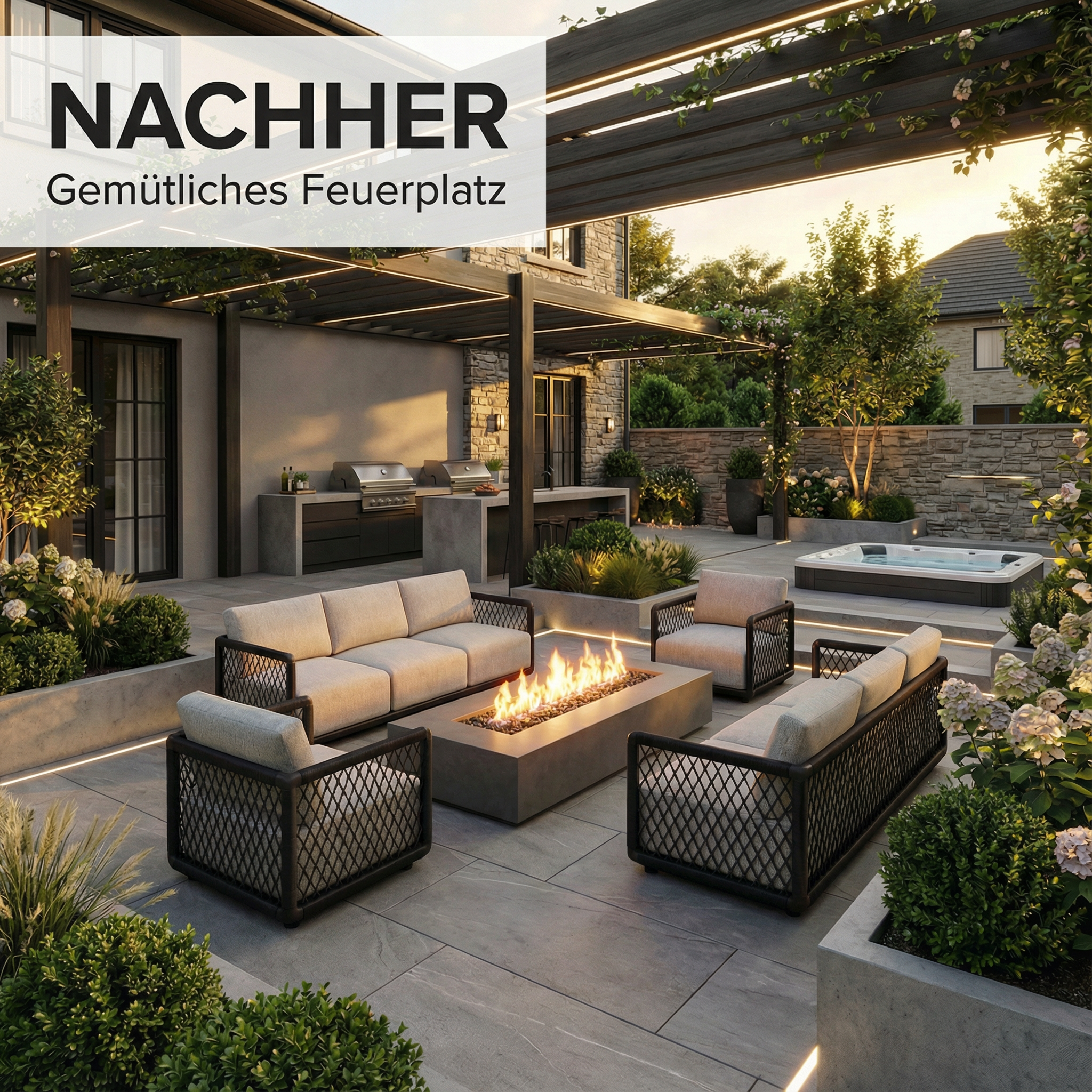 Santorini Garten Loungesofa Set (5-Sitzer)