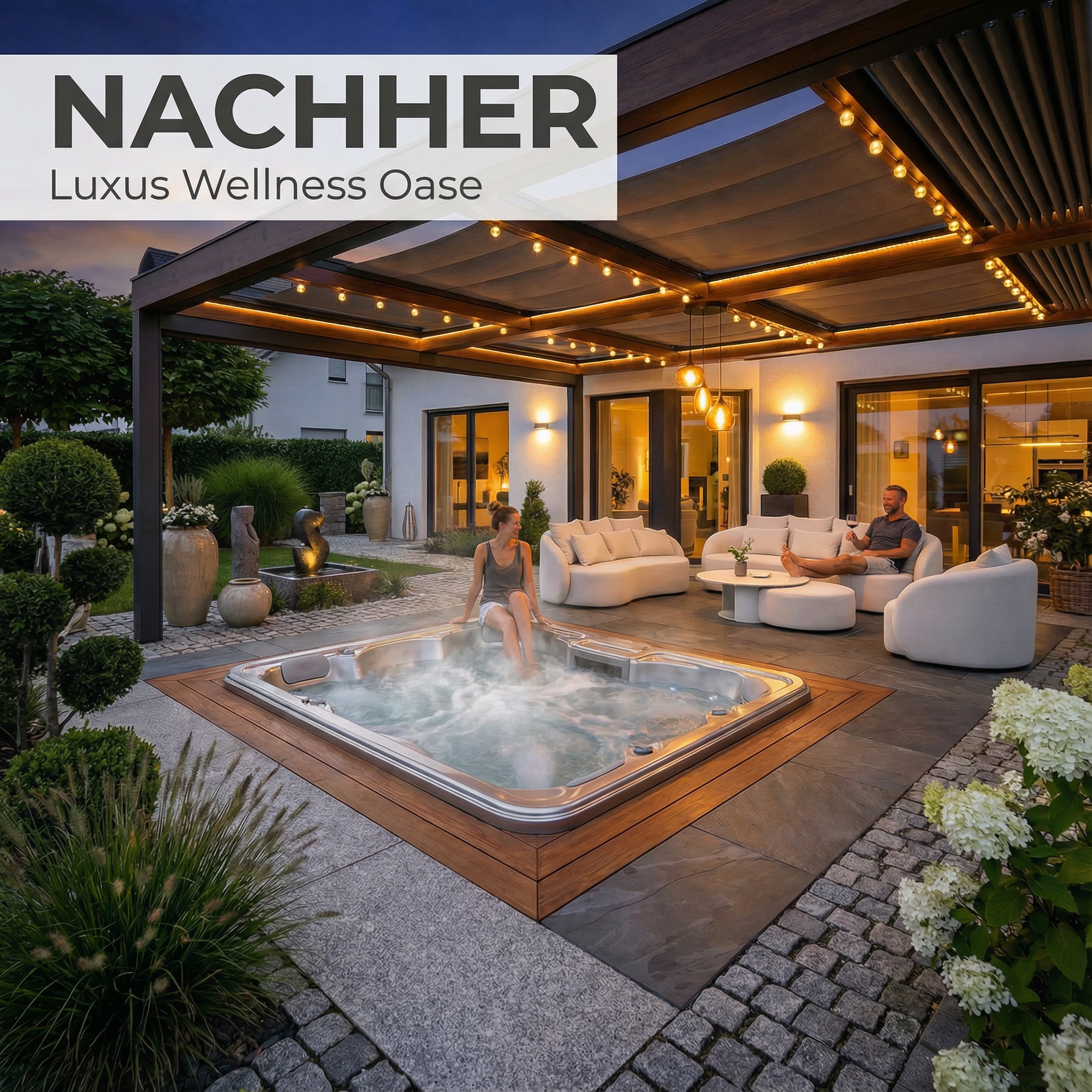 Santorini Garten Loungesofa Set (6-Sitzer)