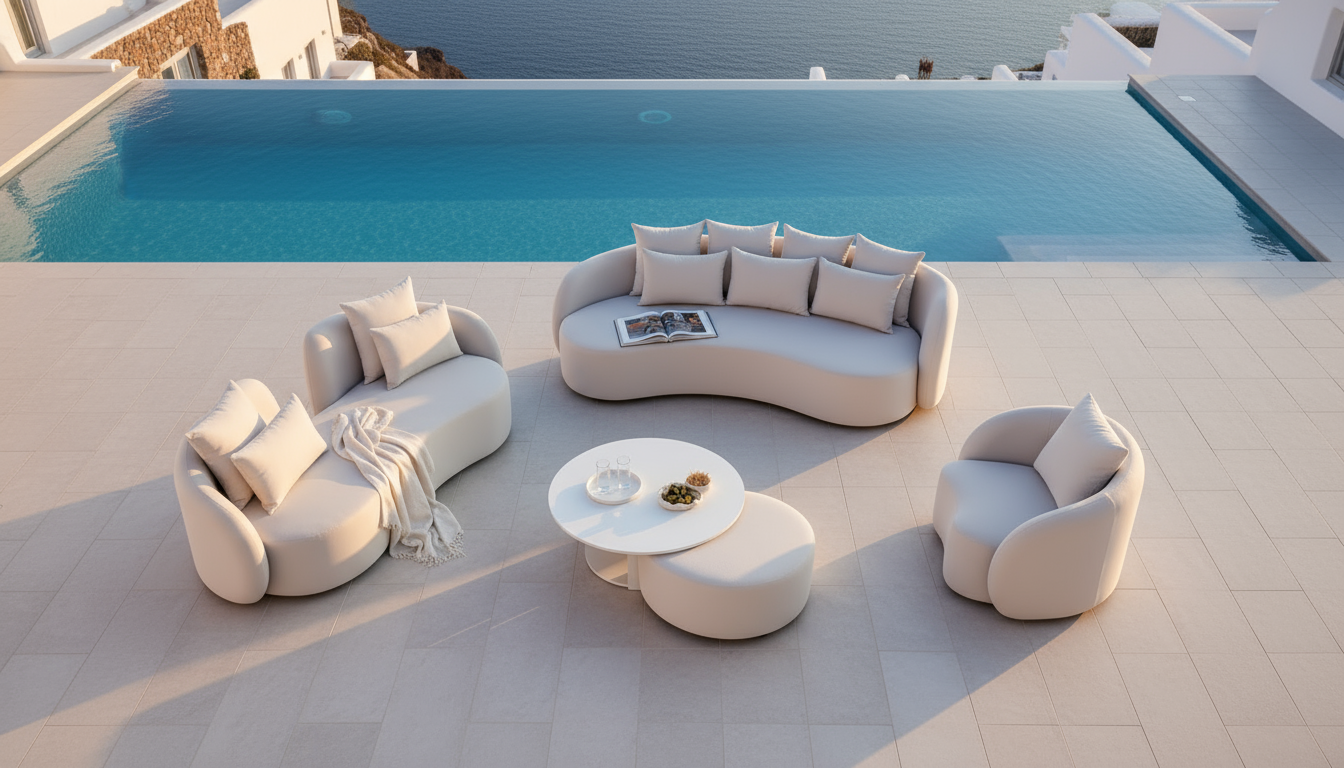 Santorini Garten Loungesofa Set (6-Sitzer)
