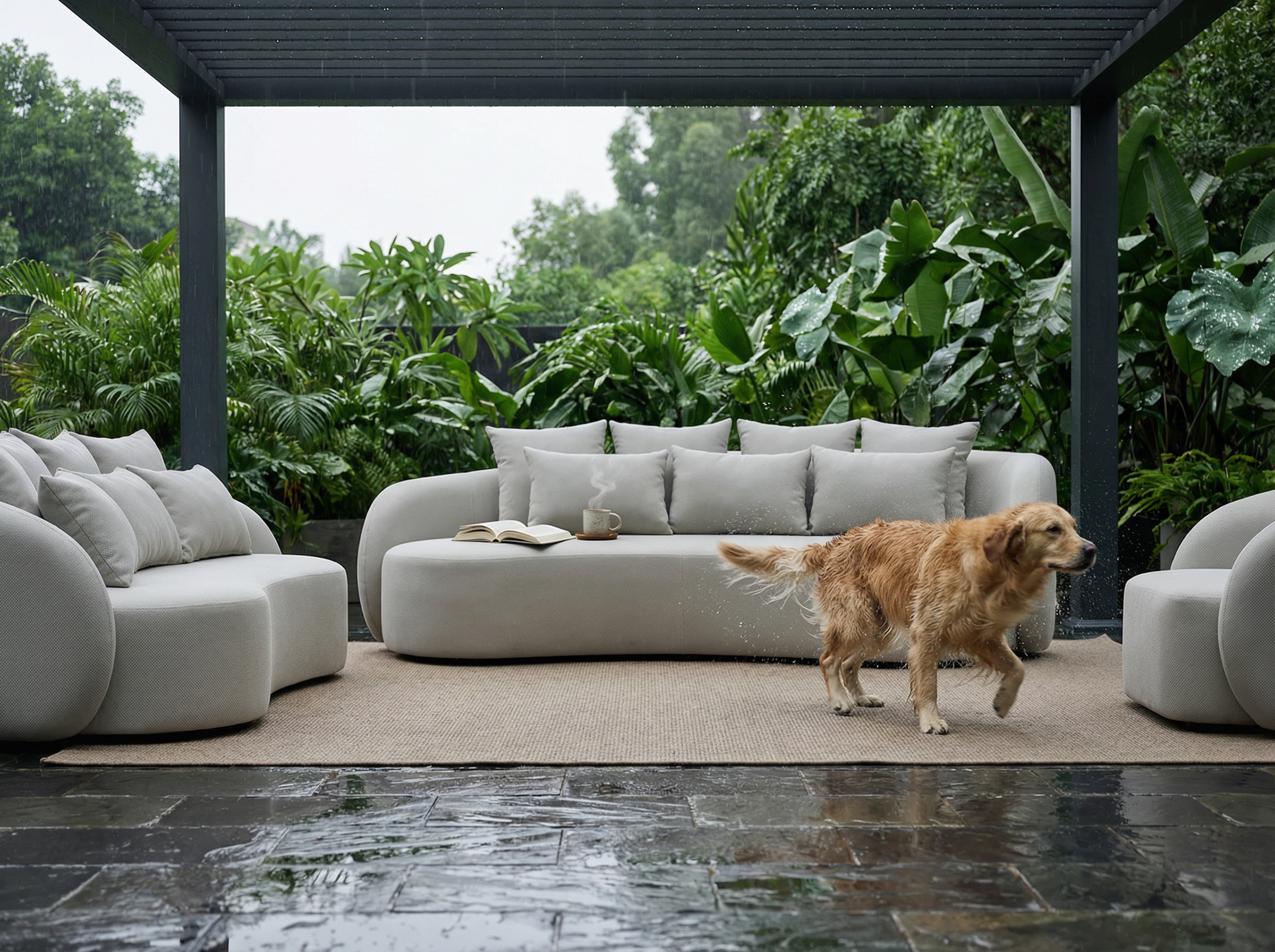 Santorini Garten Loungesofa Set (3-Sitzer)