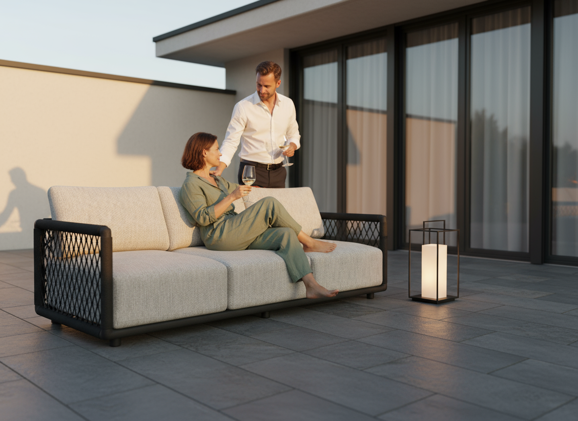 Santorini Garten Loungesofa Set (3-Sitzer)
