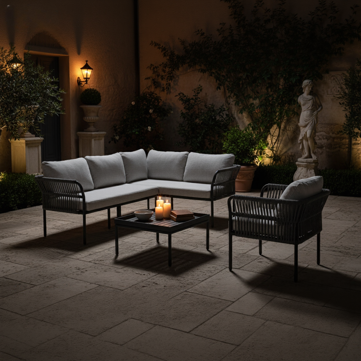 Santorini Garten Loungesofa Set (5-Sitzer)