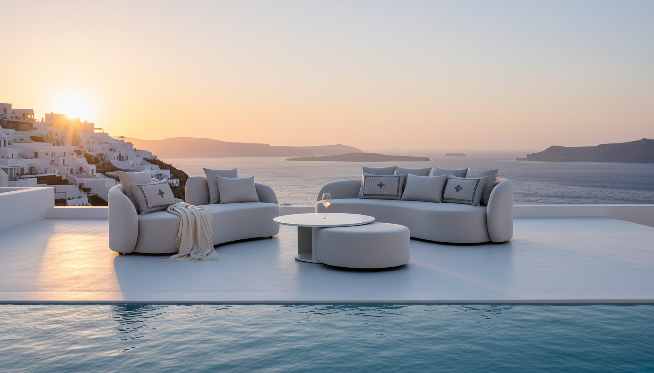Santorini Garten Loungesofa Set (3-Sitzer)