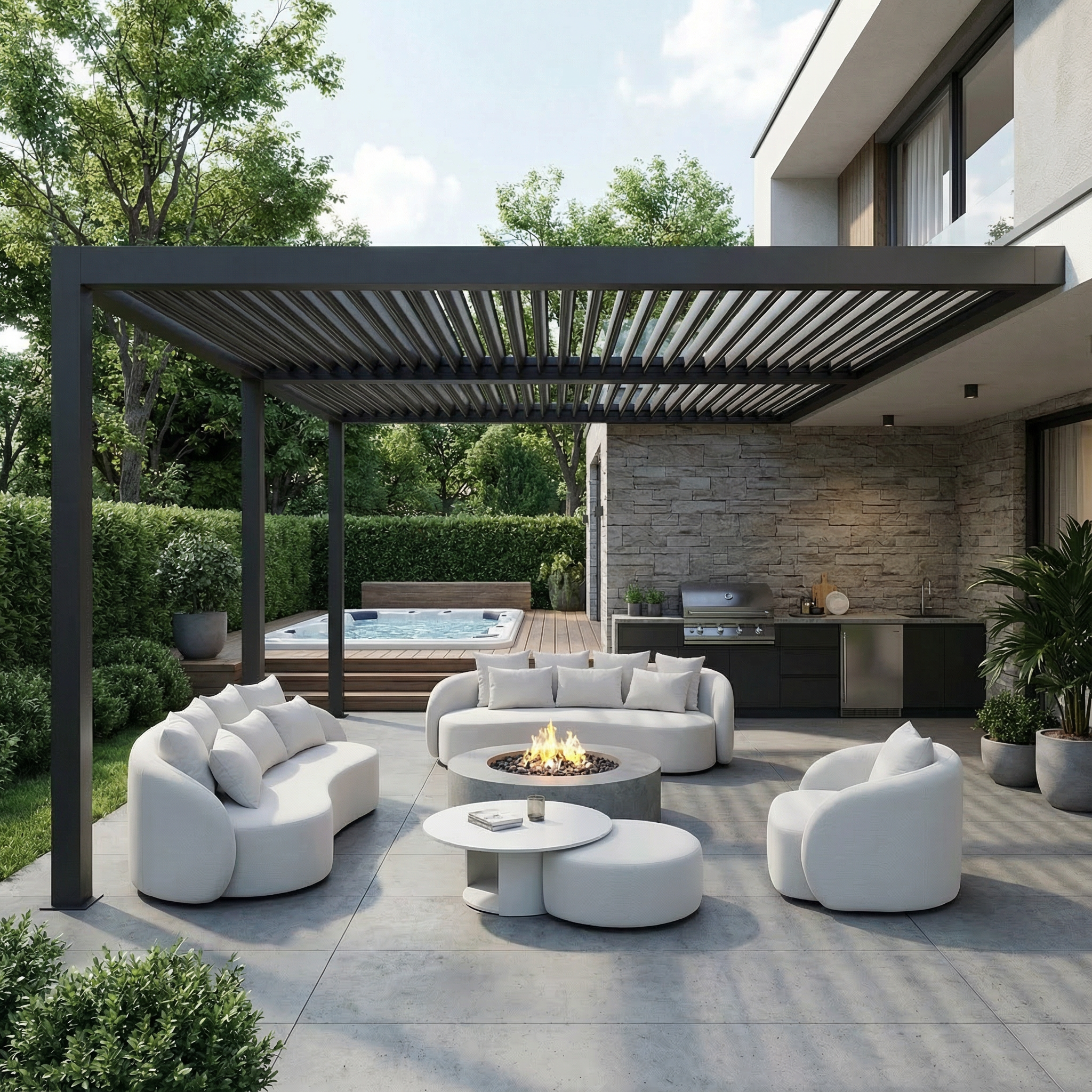 Santorini Garten Loungesofa Set (3-Sitzer)