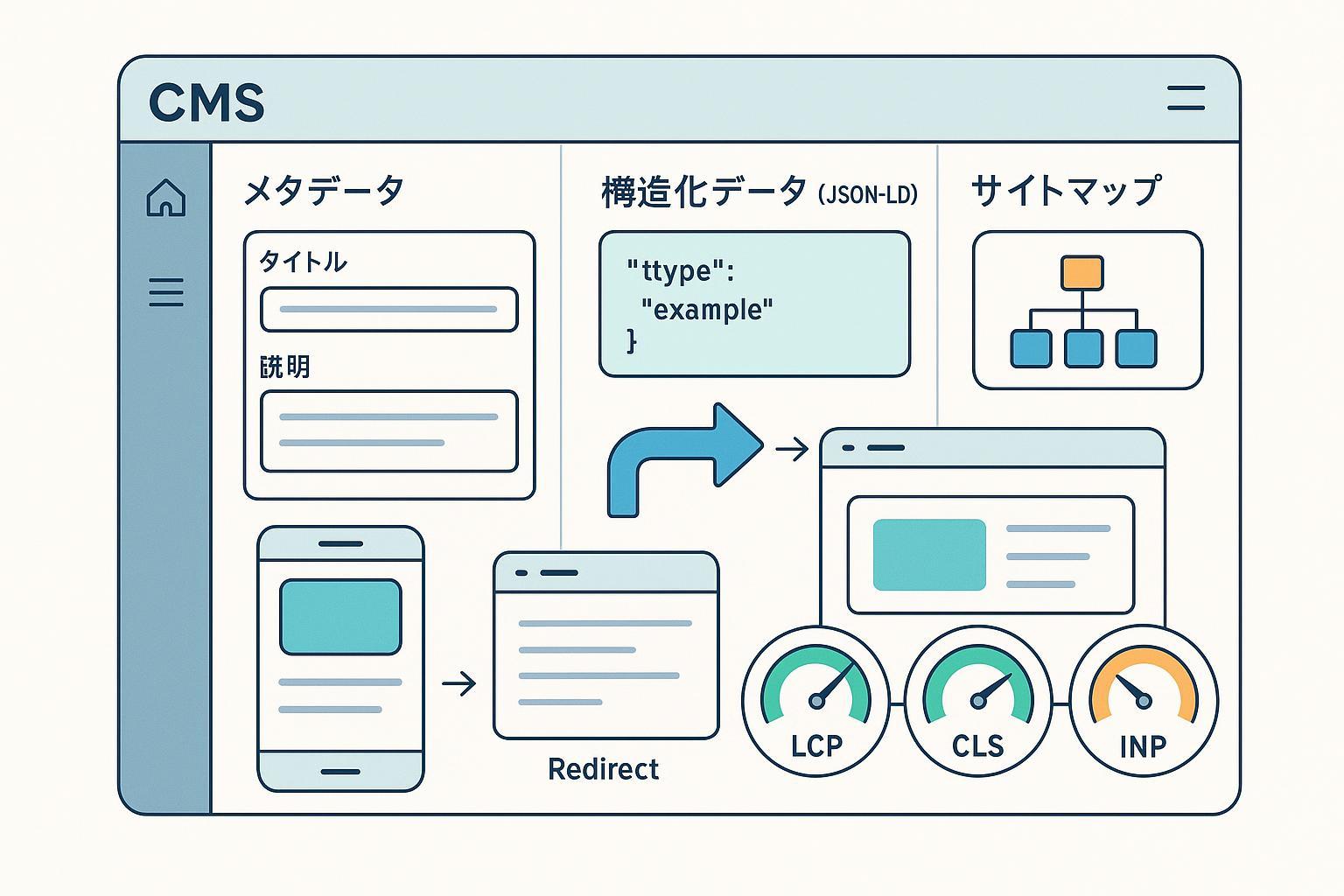 CMSとSEOの必須機能を俯瞰するカバー画像