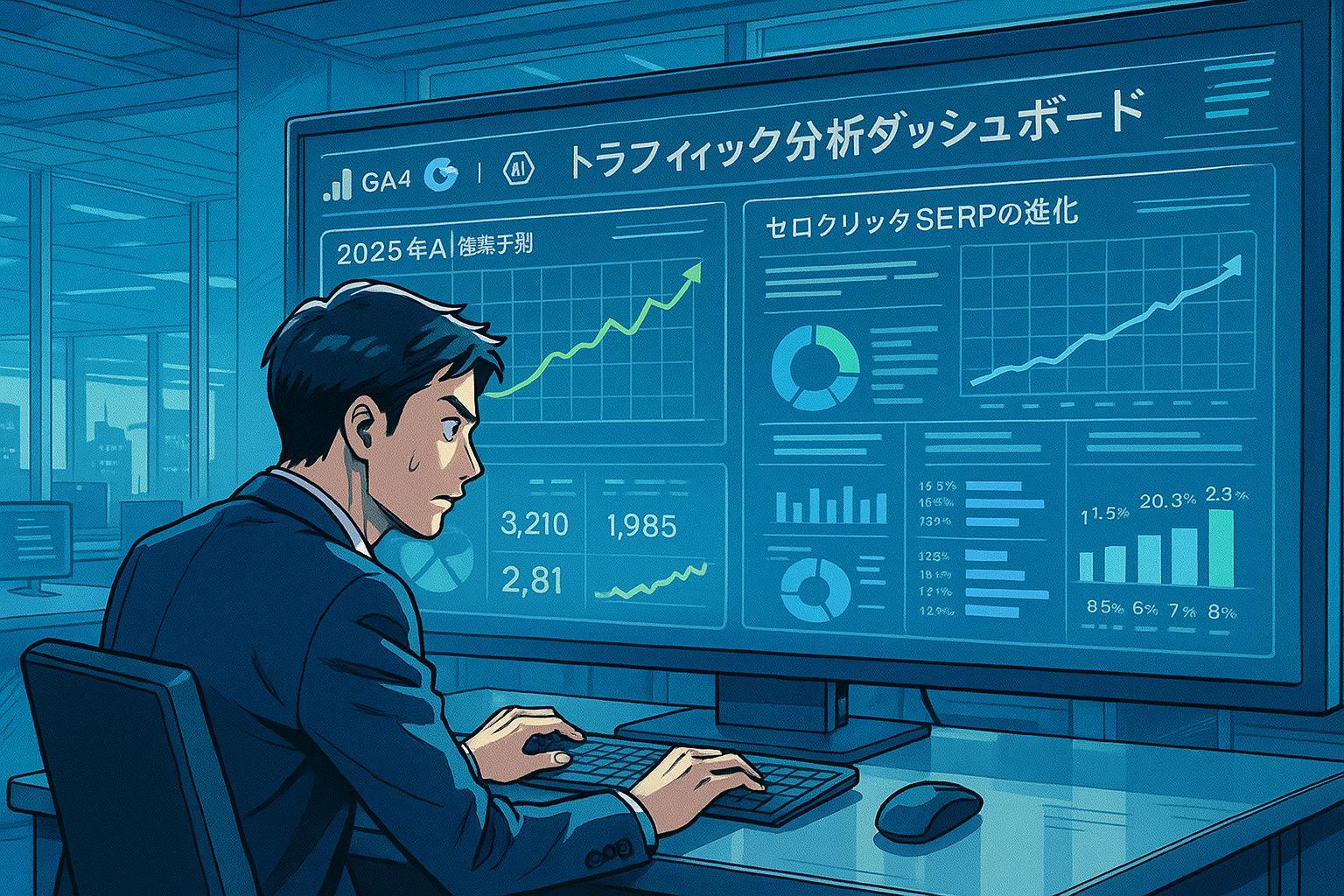 2025年SEO検索予測をAI×GA4で解析する現場ダッシュボードのイメージ