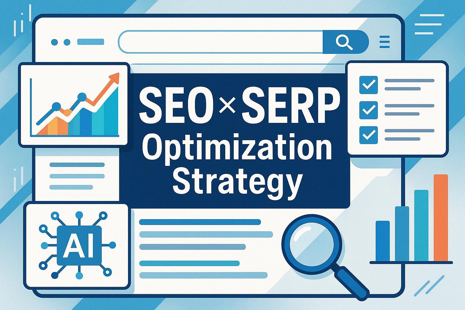 SEOとSERPの最適化戦略を象徴する日本風デジタルマーケティング表紙イメージ