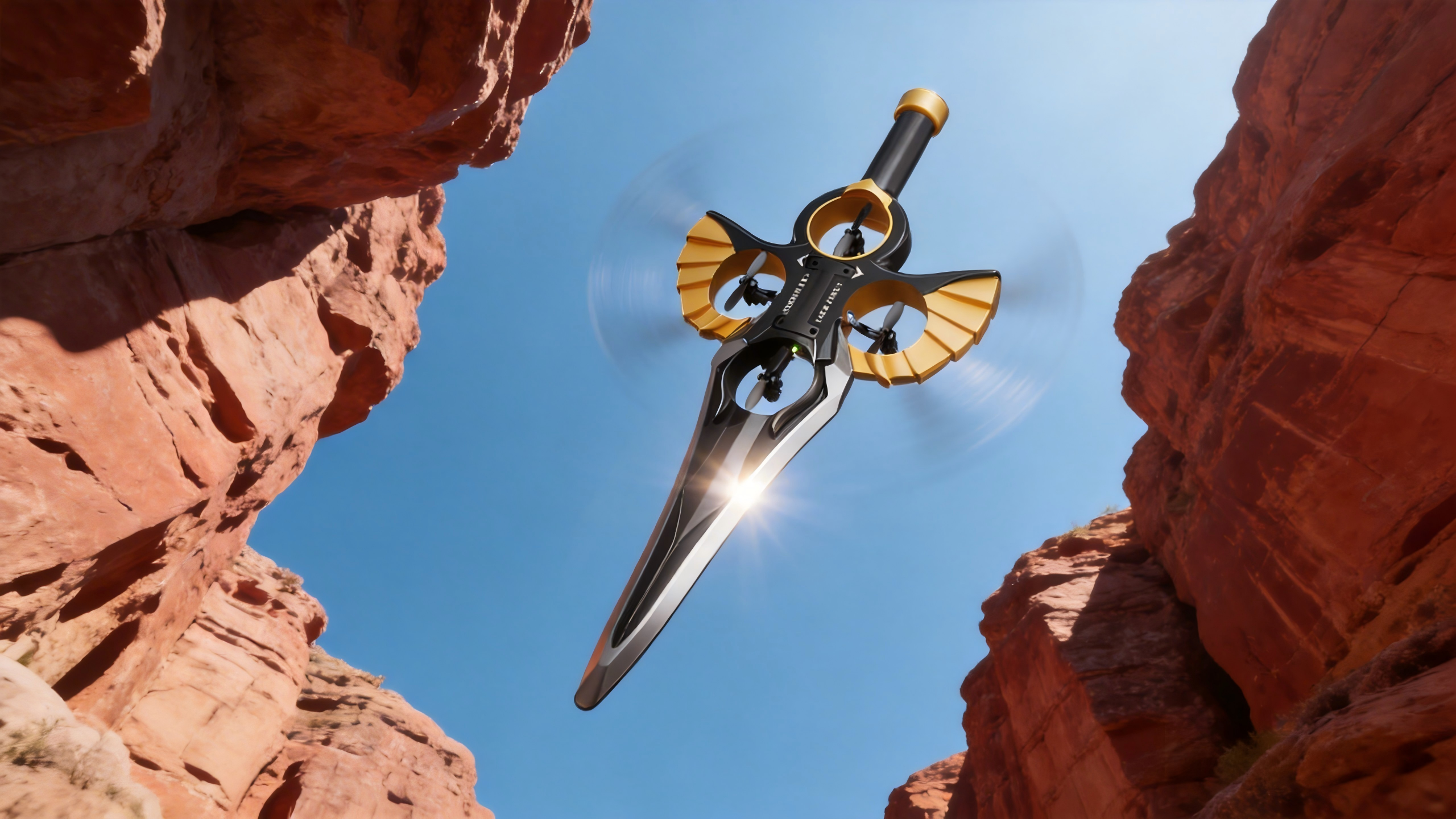 RC Stunt Flying Sword performing a 360 degree flip stunt maneuver