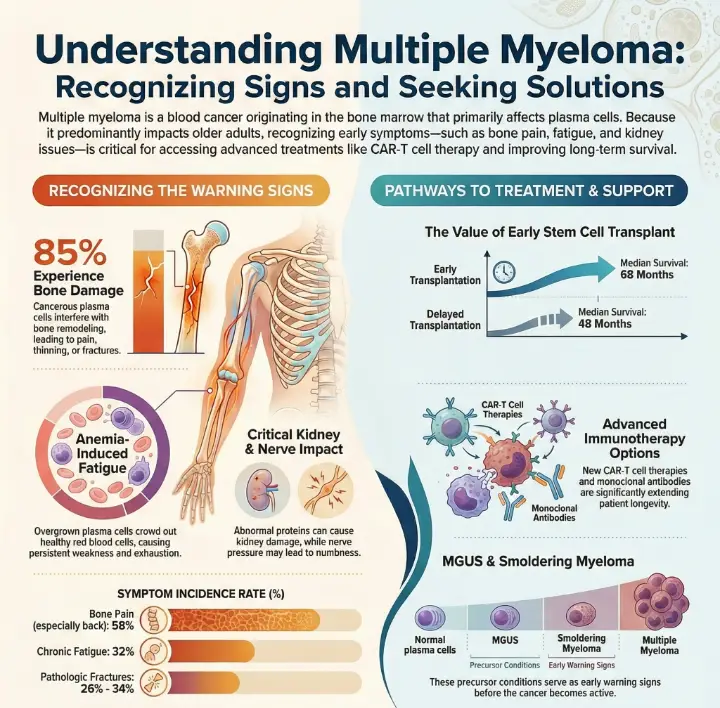 Multiple myeloma, a type of plasma cell neoplasm, is a blood cancer that originates in the bone marrow. In this condition, plasma cells, which typically function to help your body combat infections, begin to grow uncontrollably.  #BanishCancer