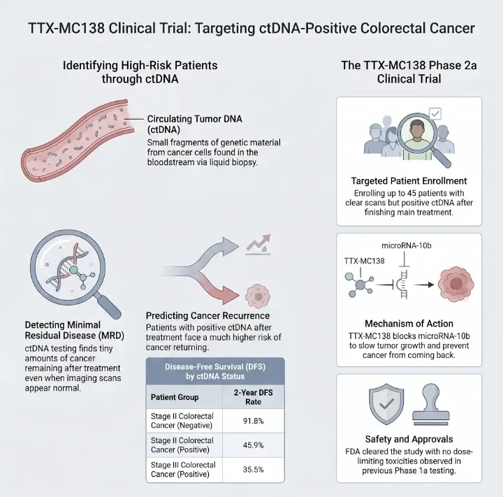 TransCode Therapeutics launches Phase 2a trial of TTX-MC138 for ctDNA-positive colorectal cancer patients
