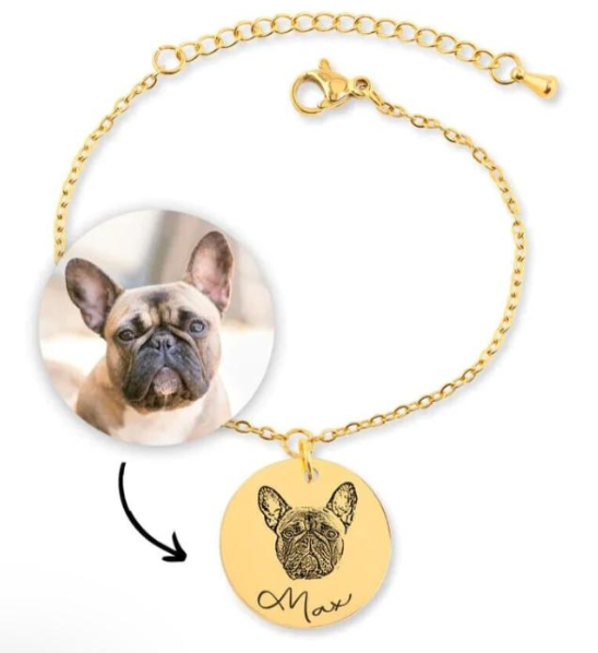 Custom Pet Face Bracelet – Personalized Pet Portrait Jewelry Gift