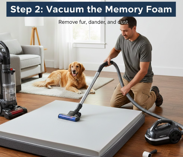 Step 2: Vacuum the Memory Foam