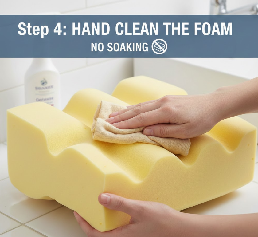 Step 4: Hand Clean the Foam (No Soaking)