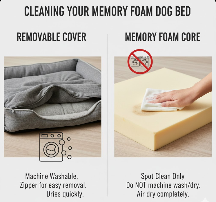 What Parts of a Memory Foam Dog Bed Can Be Washed?