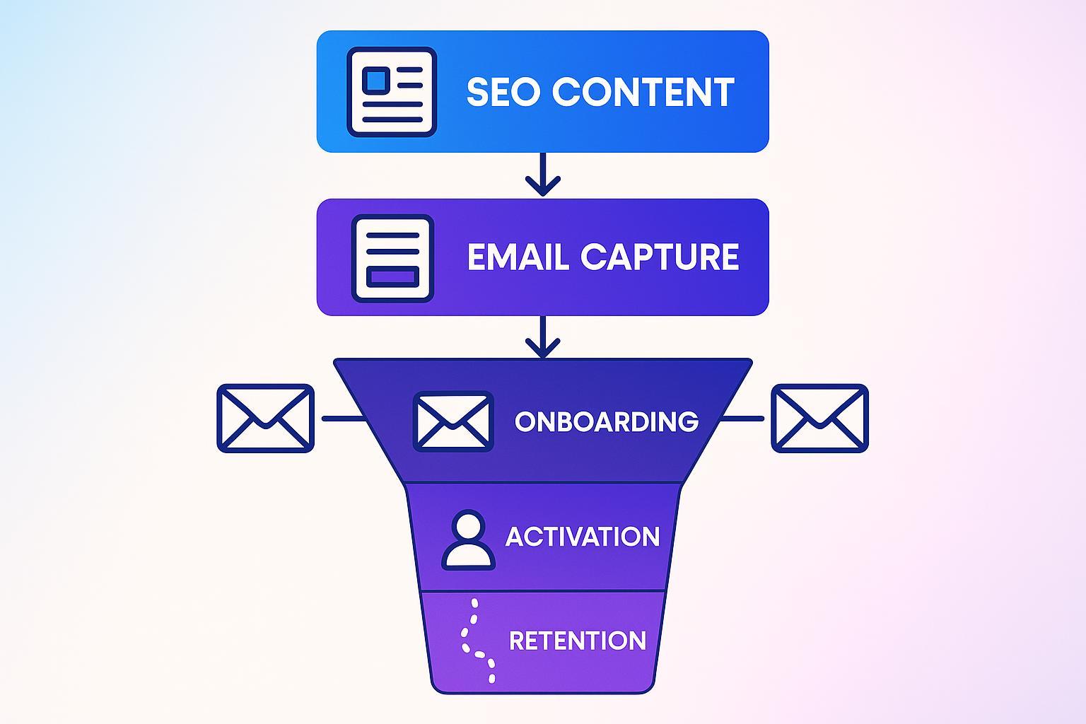 SEO to lifecycle email marketing funnel for SaaS content marketers