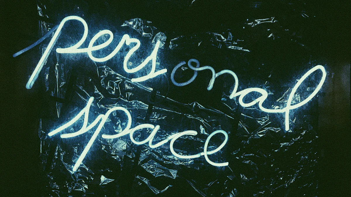 How to Protect Your Boundaries Without Being Defensive 3 Neon sign with the words "personal space" written in cursive, set against a dark textured background, subtly reminding you to protect your boundaries.